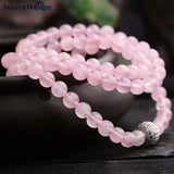 Pink Natural Crystal Bracelet with Micro-inlaid Beads