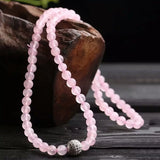 Pink Natural Crystal Bracelet with Micro-inlaid Beads