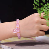 Pink Crystal Bracelet with Pixiu Pendant, Lucky Gift for Women