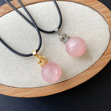 Pink Crystal Pendant Quartz Crown Necklace for Women