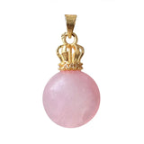Pink Crystal Pendant Quartz Crown Necklace for Women