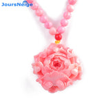 Pink Shell Necklace with Flower Pendant, Lucky Jewelry
