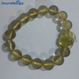 Pink Yellow Crystal Bracelet 12mm Beads Fox Hand String Lucky Gift Jewelry