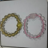Pink Yellow Crystal Bracelet 12mm Beads Fox Hand String Lucky Gift Jewelry