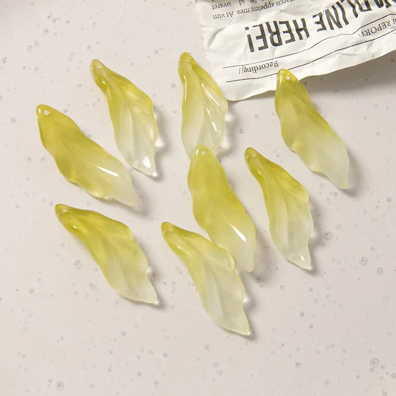 Plastic Resin Leaf Plant Charms for DIY Jewelry Making 100pcs