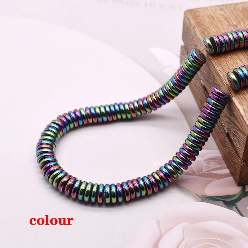 Hematite Stone Wheel Beads for Jewelry Making DIY Bracelet