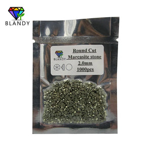 1.0-2.0mm Round Flat Back Natural Marcasite Stone DIY Jewelry