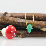 Synthetic Opal Hamsa Necklace Green 8*10MM Op11