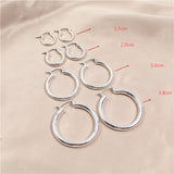 Smooth Silver Mixed Circle Hoop Earrings Set for Women Daily Party