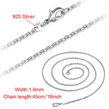 5pcs 18'' 925 Silver 1mm Chain Necklaces Women Jewelry