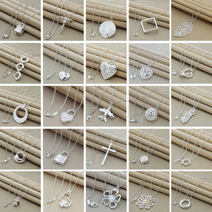925 Silver Necklace Heart Love Pendant Necklaces Women Jewelry