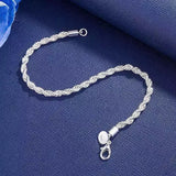 925 Silver 4mm Twisted Rope Chain Bracelet Wedding Jewelry