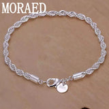 925 Silver 4mm Twisted Rope Chain Bracelet Wedding Jewelry