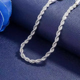 925 Silver 4mm Twisted Rope Chain Bracelet Wedding Jewelry