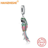 925 Silver Parrot Charm Beads for Bracelet Necklace