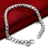 925 Silver 3mm Box Chain Bracelet Women
