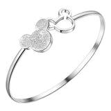 925 Sterling Silver Mickey Open Bangle Women Noble Nice Bracelet Charm Jewelry