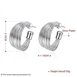 925 Silver Multi-Line Small Stud Earrings Women Brincos