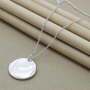 925 Silver Round Charm Pendant Necklaces For Women Jewelry Chokers Gift