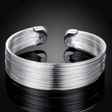 925 Silver Multi-Line Bracelets Bangle Women Jewelry Pulseiras