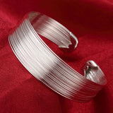 925 Silver Multi-Line Bracelets Bangle Women Jewelry Pulseiras