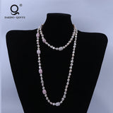 Pink Freshwater Pearl Long Necklace - Elegant Handmade Jewelry
