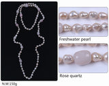 Pink Freshwater Pearl Long Necklace - Elegant Handmade Jewelry