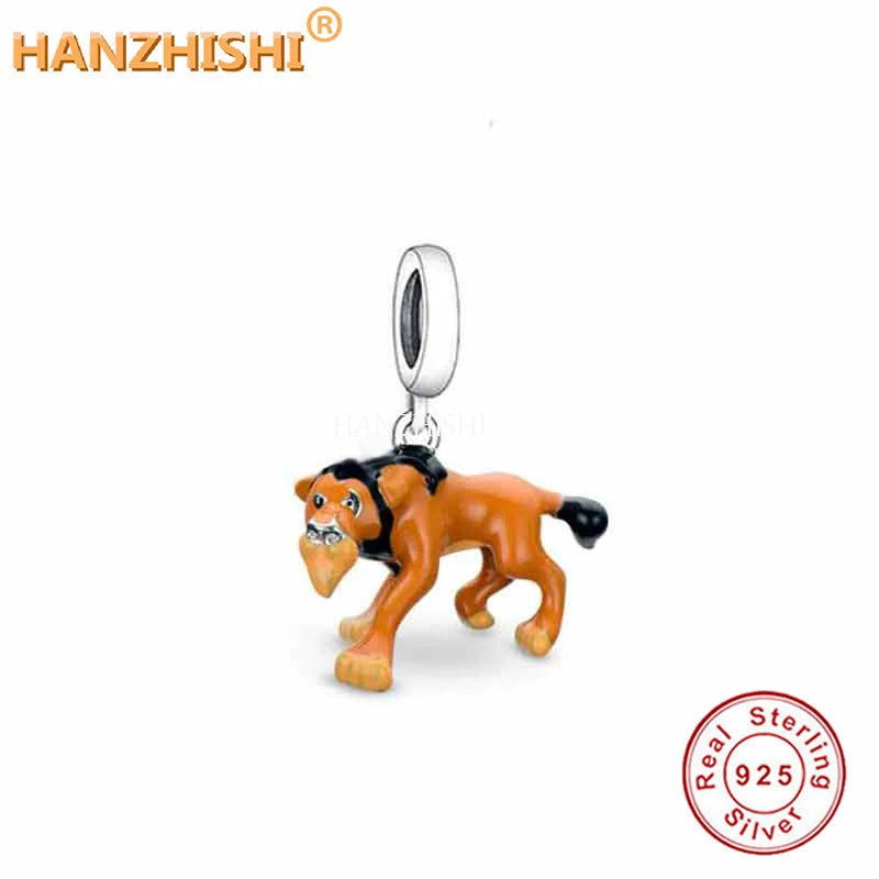 925 Sterling Silver Enamel Tiger Dangle Charm Bead Gift DIY Berloque