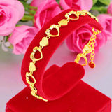 Hearts Link Bangle & Bracelet for Women, 24k Wedding Jewelry