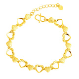 Hearts Link Bangle & Bracelet for Women, 24k Wedding Jewelry