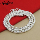 4mm Twisted Chain Necklace 925 Silver Jewelry for Men and Women