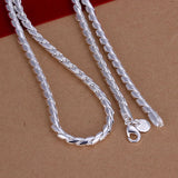 4mm Twisted Chain Necklace 925 Silver Jewelry for Men and Women