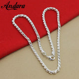 4mm Twisted Chain Necklace 925 Silver Jewelry for Men and Women