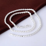 4mm Twisted Chain Necklace 925 Silver Jewelry for Men and Women