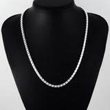 4mm Twisted Chain Necklace 925 Silver Jewelry for Men and Women