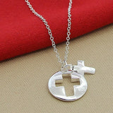 925 Sterling Silver Cross Pendant Necklace for Women Men