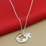 925 Sterling Silver Cross Pendant Necklace for Women Men