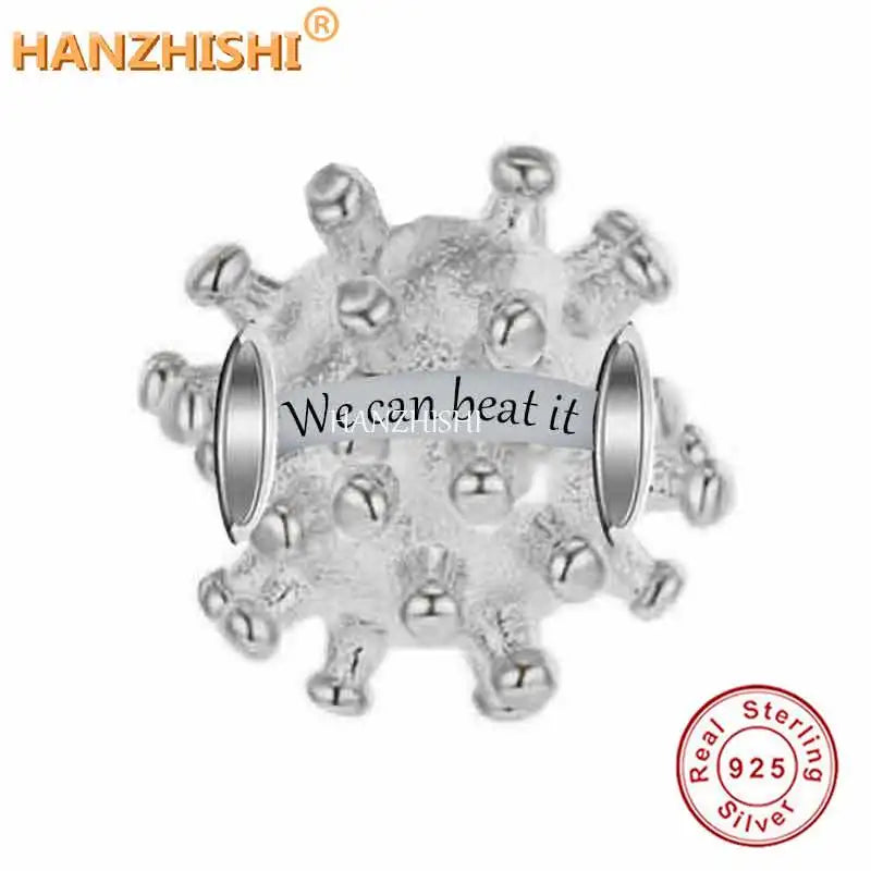 925 Sterling Silver Virus Charm Beads for Jewelry