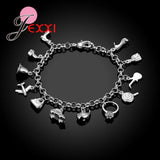 925 Silver Bag Shoes Charms Bracelet for Women Girls