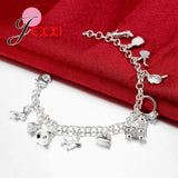 925 Silver Bag Shoes Charms Bracelet for Women Girls