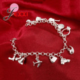 925 Silver Bag Shoes Charms Bracelet for Women Girls