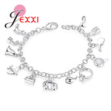 925 Silver Bag Shoes Charms Bracelet for Women Girls