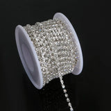 Clear Crystal Rhinestone Chain SS6 SS10 SS12 Silver DIY Craft Apparel Sew