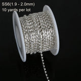 Clear Crystal Rhinestone Chain SS6 SS10 SS12 Silver DIY Craft Apparel Sew