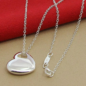 Silver 925 Heart Love Pendant Necklace for Women