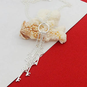 925 Silver Key Chain Necklace Classic Design Silver Jewelry