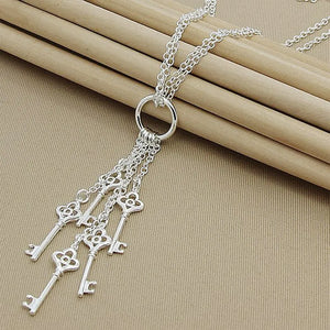 925 Silver Key Chain Necklace Classic Design Silver Jewelry