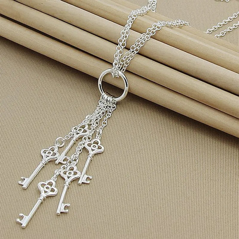 925 Silver Key Chain Necklace Classic Design Silver Jewelry