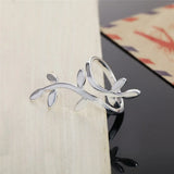 925 Silver Green Leaves CZ Engagement Ring Women's Jewelry