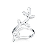 925 Silver Green Leaves CZ Engagement Ring Women's Jewelry